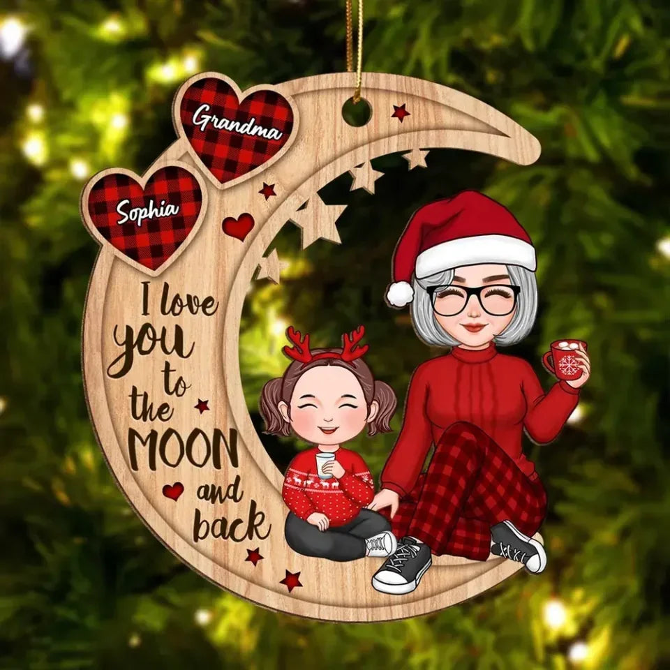 Checkered-Pattern-Heart-Cute-Grandma-_-Grandkid-Sitting-On-Moon-Personalized-Wooden-Ornament-The-Next-Custom-Gift-89833958