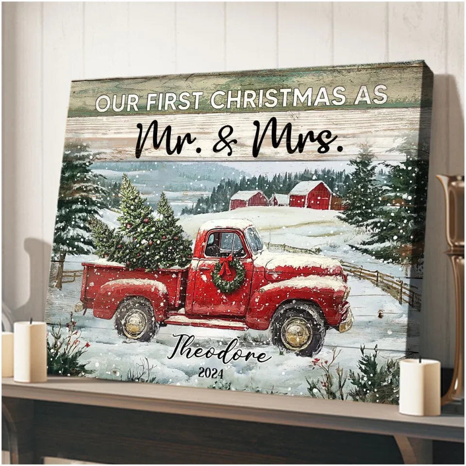 personalized-christmas-red-truck-gift-married-couple-canvas-decor-wall-art-03